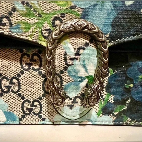 Gucci Blue Floral Shoulder Bag - Picture 3 of 4